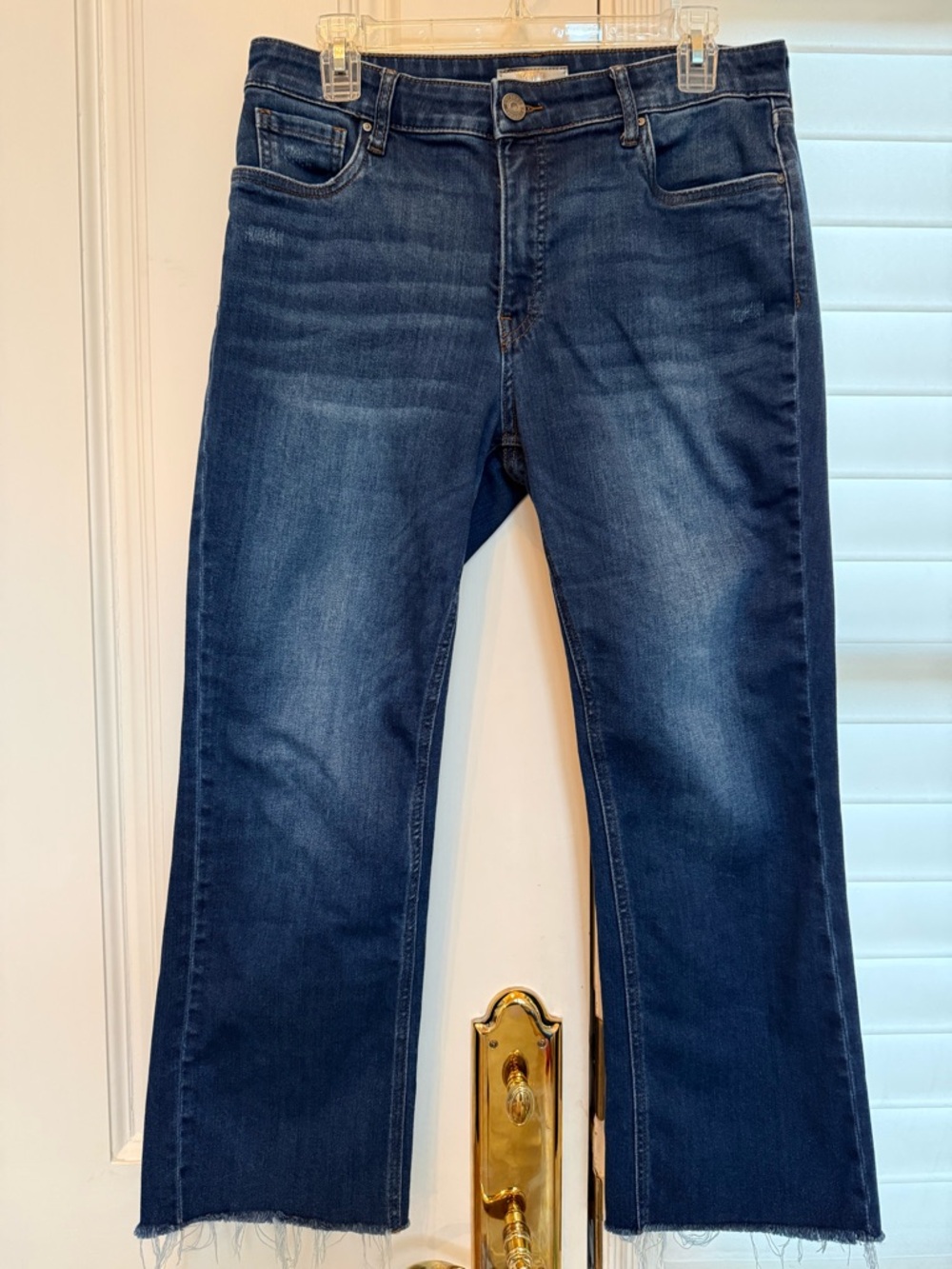 Kut from the Kloth Kelsey High-Rise Ankle Flare Jeans in Dark Blue
